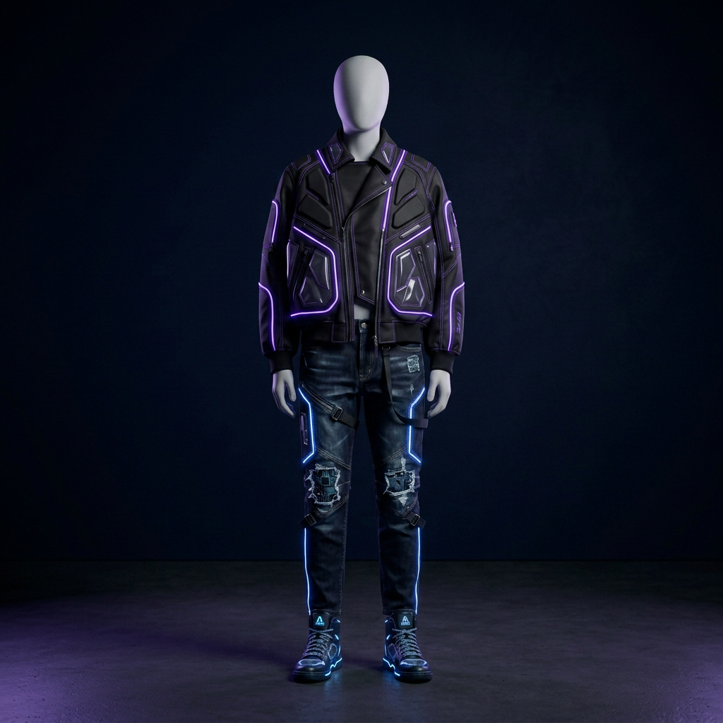 The same outfit rendered on a mannequin by the AI try-on